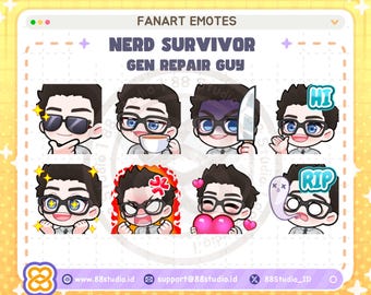 Nerd Survivor Gen Repair Guy Emotes Fanart General / Regular Emotes for Twitch Discord & Youtube (Instant Download)