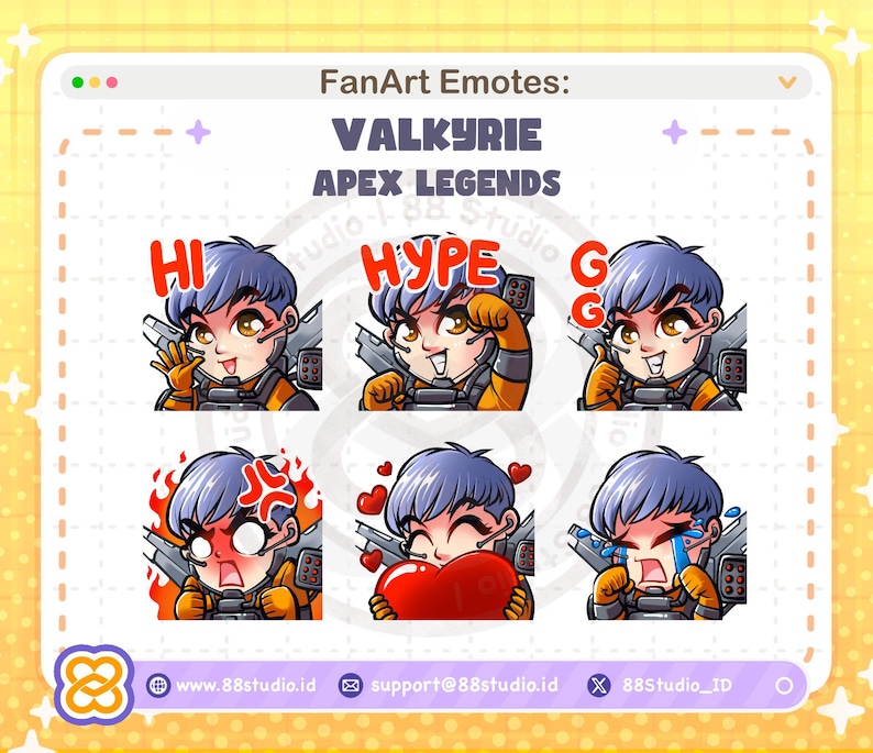 Chibi Valkyrie Apex Legends Twitch Emotes Pack (Digital Download) image 1