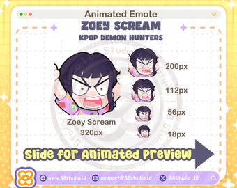 Zoey Screaming Huntrix Cute Meme Kpop Demon Hunters Fanart Animated Emote