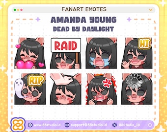Amanda Young Dead by Daylight Halloween Emotes Fanart General / Regular Emotes for Twitch Discord & Youtube by 88 Studio (Instant Download)