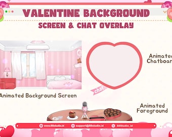 Valentine Background Screen Chat Overlay Pink Girl Holiday Stream Just Chatting Category