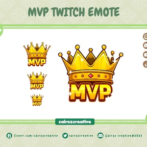 MVP Twitch Emotes, Discord Emoji, Crown Twitch Emotes, Champion Twitch Emotes, Chibi Twitch Emotes en Sub Badges - door Cairoz Creative
