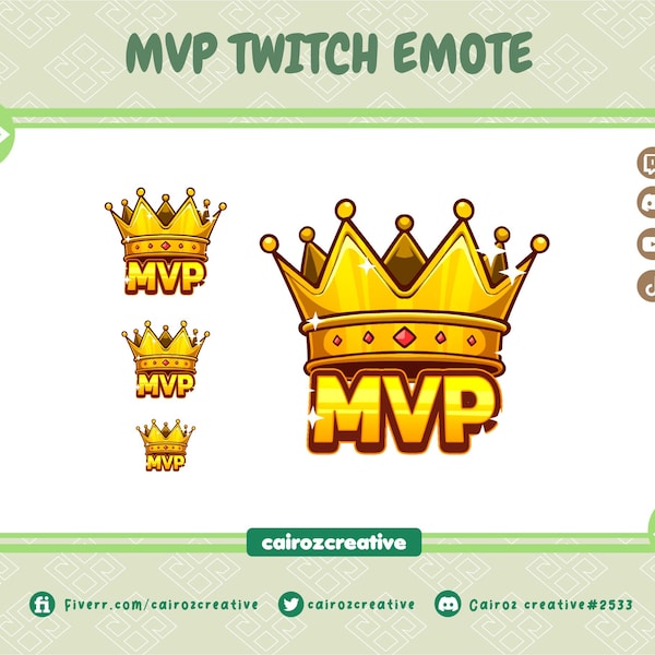MVP Twitch Emotes, Discord Emoji, Crown Twitch Emotes, Champion Twitch Emotes, Chibi Twitch Emotes and Sub Badges - by Cairoz Creative