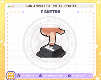 Animated F Button Twitch Emotes: Keyboard Emoji (Digital Download)