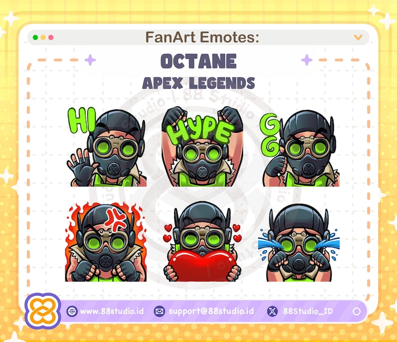 Pakiet emotikonek Chibi Octane Apex Legends Twitch (do pobrania cyfrowego) zdjęcie 1