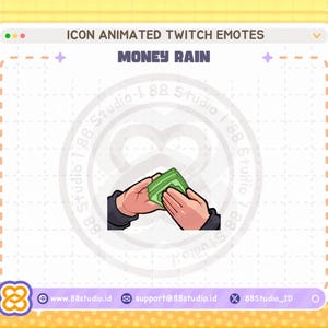 Animated Money Rain Twitch Emotes, Dono Twitch Emotes, Donation Twitch Emotes, Chibi and Cute Twitch Emotes, Animation - by 88 Studio