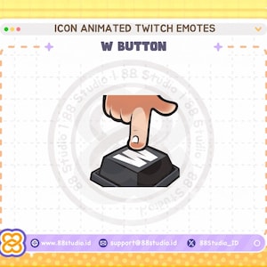 Animated W Button Twitch Emotes: Keyboard Key Emoji (Digital Download)