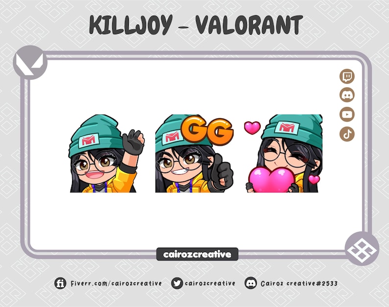 3x Killjoy Valorant Twitch Emotes, Chibi Killjoy Valorant Twitch Emotes, Cute Valorant Twitch