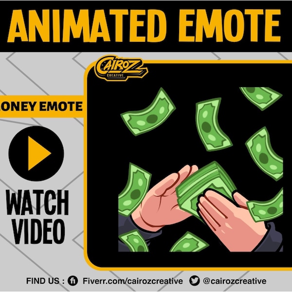 Animated Money Rain Twitch Emotes, Dono Twitch Emotes, Donation Twitch Emotes, Chibi en Cute Twitch Emotes, Animatie - door Cairoz Creative