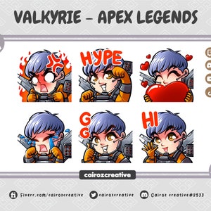 Valkyrie Apex Legends Twitch Emotes Pack, Chibi Valkyrie Apex Legends Twitch Emotes, Twitch Emotes For Streamer, Discord Emoji