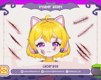Lacerate & Scar Halloween Assets Live2D Vtuber Assets Toggle Item by 88 Studio