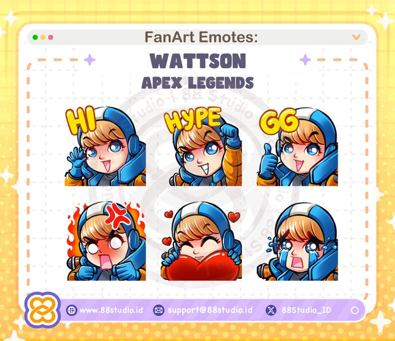 Chibi Wattson Apex Legends Twitch Emotes Pack (Digital Download) image 1