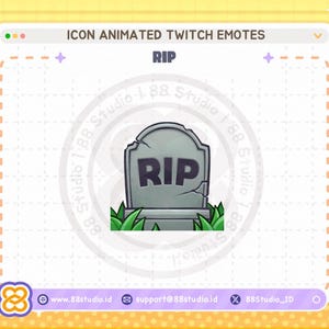 Animated RIP Tombstone Twitch Emotes: Chibi Ghost Emoji (Digital Download)
