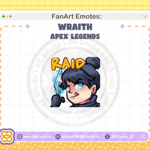 Wraith Raid Emote, Chibi Wraith Apex Legends Twitch Emotes, Cute Wraith, Twitch Emotes For Streamer, Discord Emoji by 88 Studio