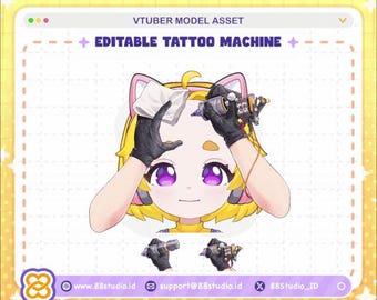 Editable Tattoo Machine Artist Mode Hand Live2D Asset