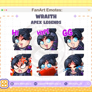Chibi Wraith Apex Legends Twitch Emotes - 6 Emotes Packs by 88 Studio