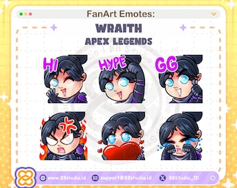 Chibi Wraith Apex Legends Twitch Emotes - 6 Emotes Packs by 88 Studio