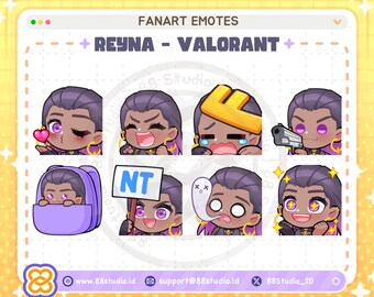Chibi Valorant Reyna Twitch Emotes: Game Discord Emoji (Digital Download)