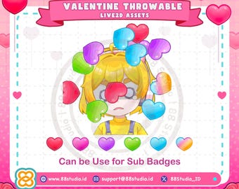 Valentine Hearts Throwable 2D Assets and Sub Badges for Vtuber Streamer