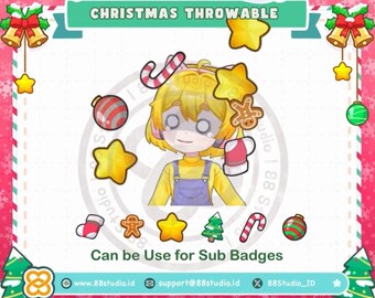 Chibi Ornament Christmas Throwable 2D Assets and Sub Badges for Vtuber Streamer