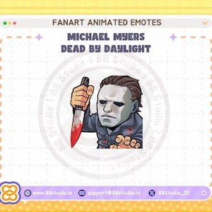 Michael Myers Stab Animierte Twitch Emotes, Horror Halloween Spooky Season, Chibi Dead by Daylight DBD Twitch Emotes - von 88 Studio