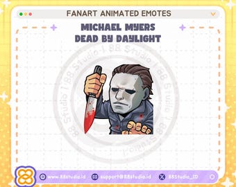 Emotes animados de Twitch de Michael Myers con puñaladas, temporada de terror y Halloween, emotes de Twitch de Chibi Dead by Daylight DBD - por 88 Studio
