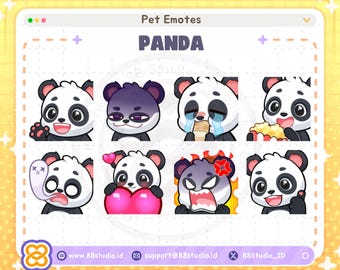 Panda Emotes - Cute Pet Emotes Mascot Regular / Static Pet Twitch Emotes for Twitch, Kick, Discord, Youtube