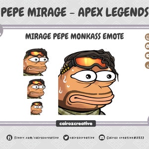 Mirage Monkass - Pepe Monkass, Pepe Apex Legends Pepe Twitch Emotes, Chibi Twitch Emotes, Pepe Frog Pepega Meme Twitch Emotes