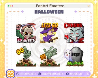 Horror Twitch Emotes: Jason, Zombie, Witch, Vampire (Digital Download)