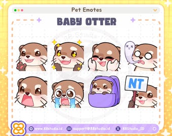 Otter Emotes - Cute Pet Emotes Mascot Regular / Static Pet Twitch Emotes for Twitch, Discord, Youtube by 88 Studio