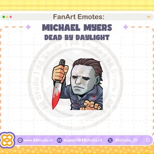 Michael Myers Knife Stab Twitch Emotes, Horror Emote, Halloween Spooky Season, Chibi Dead by Daylight DBD Twitch Emotes - by 88 Studio