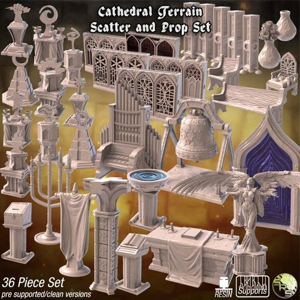 Cathedral Landscape (Cathedral of the Martyred Rose) 3D Printed Resin RPG/Tabletop Gaming Terrain/Bases (Standard-Old World)/Movement Trays