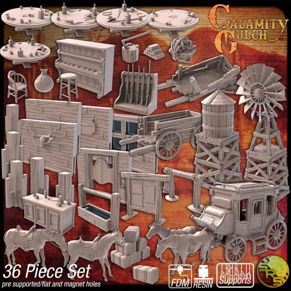 Wild West Landscape (Calamity Gulch) 3D Printed Resin RPG/Tabletop Gaming Terrain/Bases (Standard-Old World)/Movement Trays