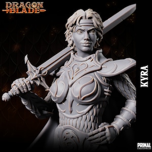 Kyra (Kitiara-Blue Lady)-Dragonblade-Primal Collectibles-3D Printed Resin RPG/Dungeons & Dragons/Dragonlance Miniatures