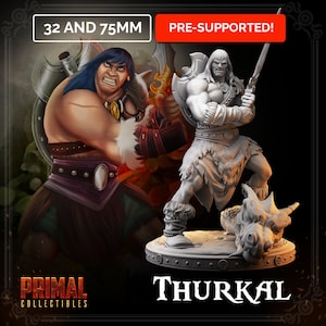 Thurkal (Bárbaro)-Masters of Dungeons Quest-Primal Collectables-3D Resina Impressa 32 mm HeroQuest Miniatura/Busto