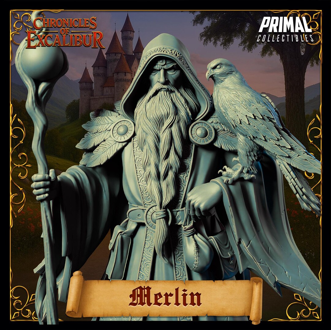 Wizard Xp Merlin Merlin (wizard)-chronicles of Excalibur-primal Collectibles-3d Printed ...