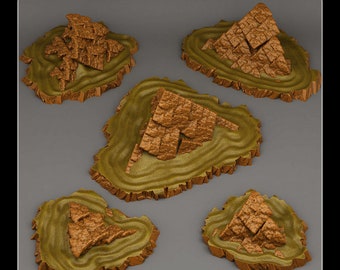 Begrabene alte Tempel-Fantastische Pflanzen und Felsen-3D gedruckte Harz-RPG/Dungeons & Dragons Tabletop Gaming Terrain