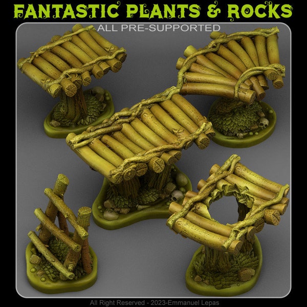 Moeras modulaire bruggen-fantastische planten en rotsen-3D-geprinte hars RPG/Dungeons & Dragons tafelblad gaming terrein
