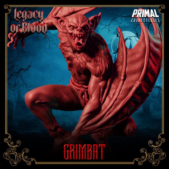 未開封激レアRAT BAT MONSTERフィギュア　BONEBADコレクション Grimbat (werebat)-legacy of Blood-primal Collectibles-3d Printed