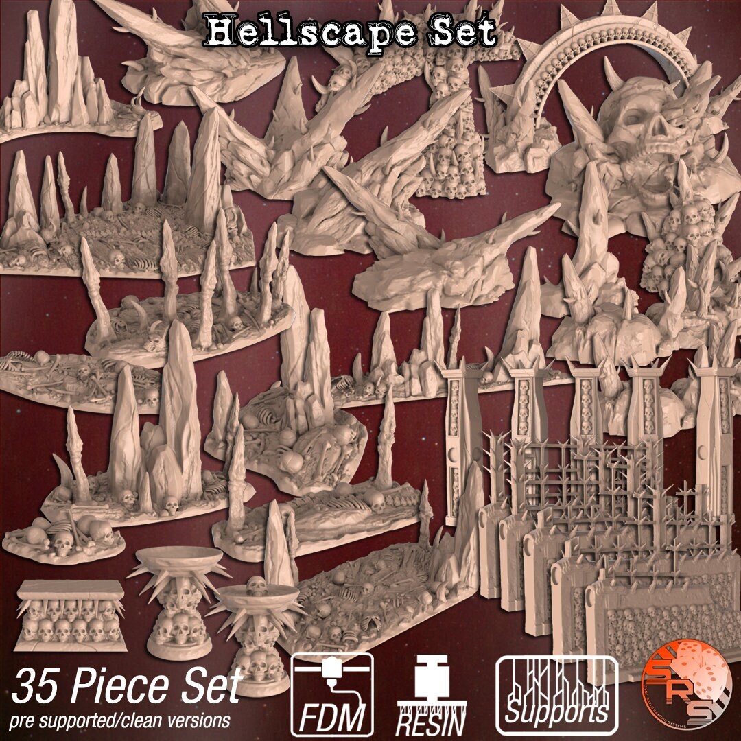 Tabletop Hellscape Hellscape Landscape (desolation of Gorrwrath) 3D Printed Resin Rpg ...