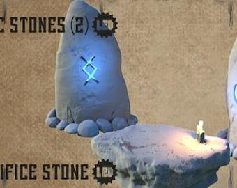 Sacrifice Slab/Runestones-Moonshine Miniatures-3D Printed Resin Tabletop RPG/Dungeons & Dragons Fantasy LED Terrain