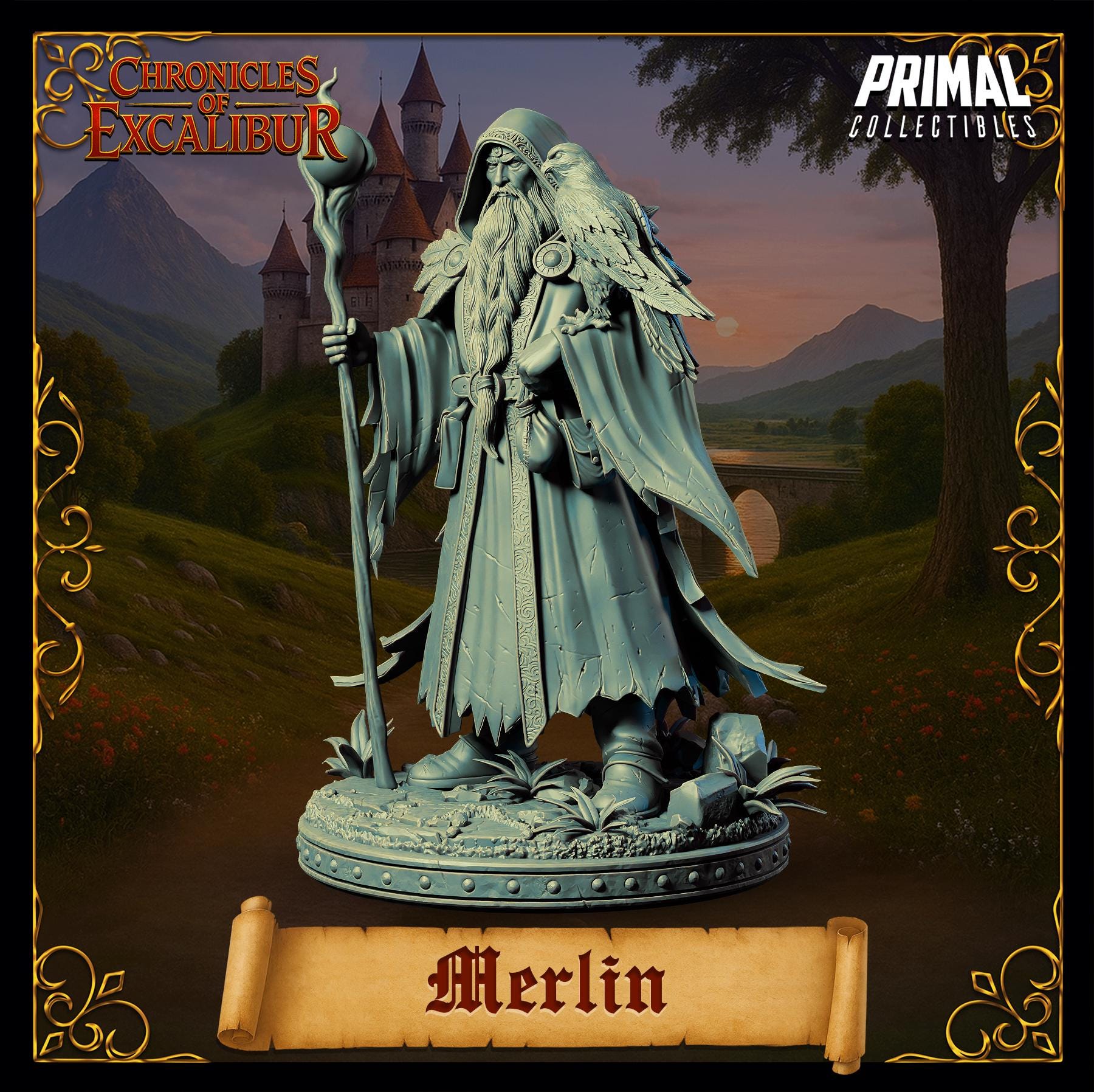 Merlin (wizard)-chronicles of Excalibur-primal Collectibles-3d Printed ...