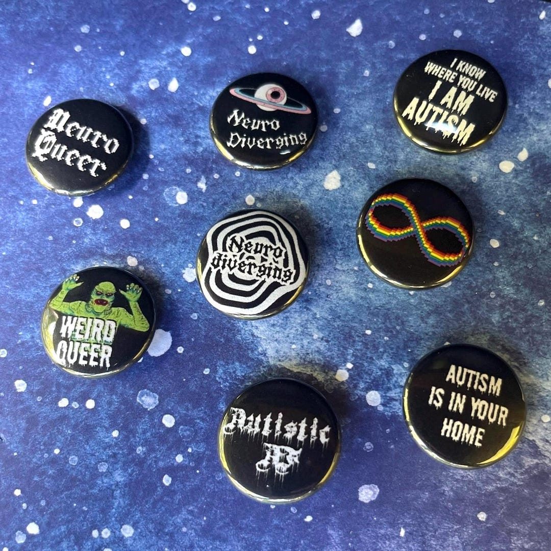 1” Neurodiversity Buttons Neurodivergent Autism ADHD Audhd Neuroqueer ...