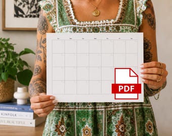Ongedateerde minimalistische maandplanner in PDF-formaat (printbaar) en bewerkbaar in Canva | Jaarkalender/evenementenplanner, invulbaar met de hand of digitaal