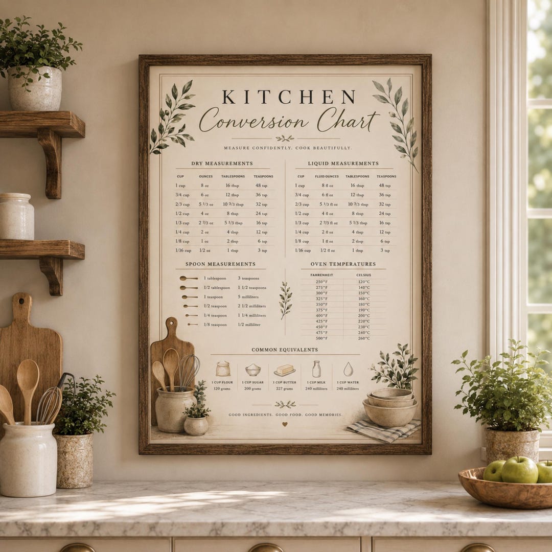 Kitchen Circle Conversion Chart Kitchen Conversion Chart Printable | PNG Digital Download | Farmhouse ...