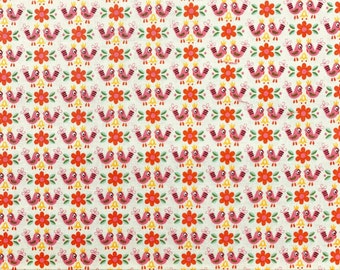 Baumwoll Popeline Vögelchen, Sommerstoff, Blumen Muster, Blusenstoff, sewing, DIY, selber nähen, leichter Baumwollstoff, Blümchen, Vogel