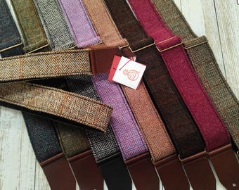 Genuine Brown Harris Tweed Guitar or Bass Personalisable Strap Made in the UK