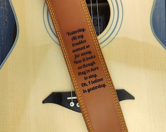 Beatles Lyrics Engraved Guitar Strap / Leather Guitar Strap / Guitar Gift / Electric Guitar / Acoustic Guitar / Personalised Gift