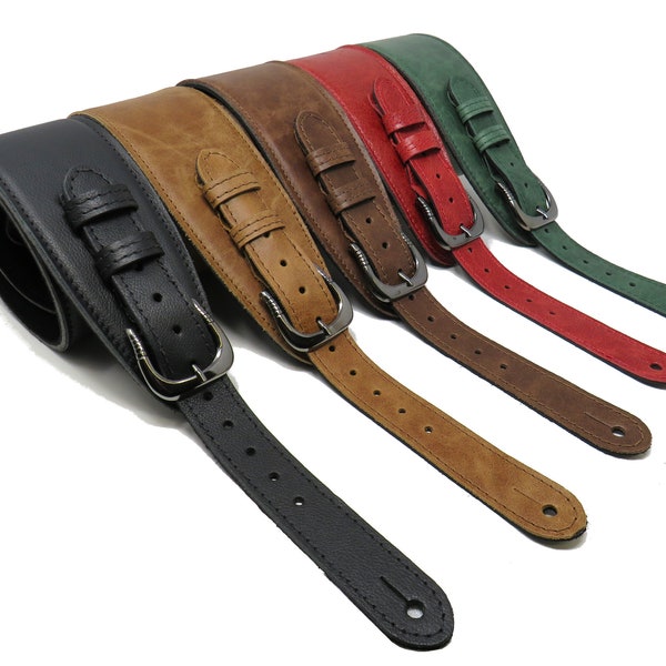 Buckled Leather Softy Guitar Strap / Bass Guitar / Electric Guitar / Sponge Comfy Strap / Guitarist Gift