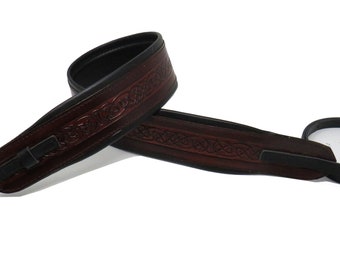 Embossed Celtic Leather Banjo Strap, Folk/Tenor Banjo